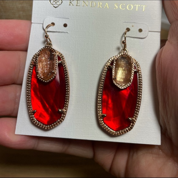 Kendra Scott Emmy Dylan Cherry red Illusion in Rose Gold HW - Picture 4 of 10